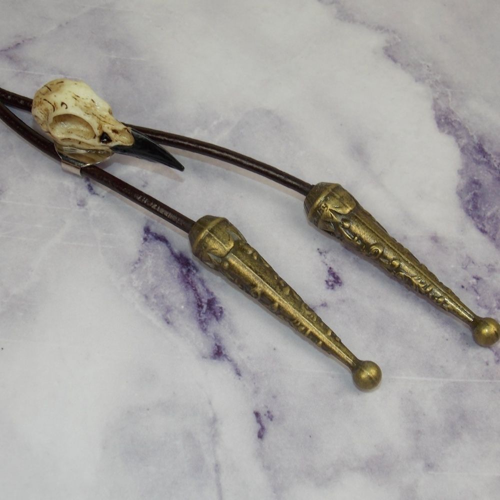 Dainty Raven Skull Bolo Tie Unique Rockabilly goth cottagegore hallween …